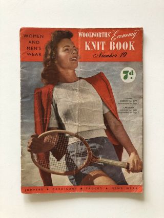 Woolworths Economy Knit Book 19 Womens Mens Vintage Knitting Patterns 1940s