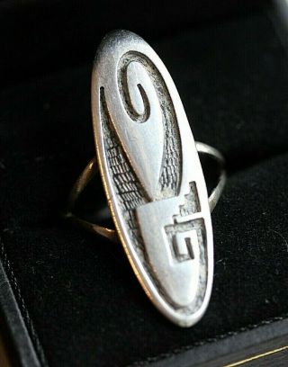 Vintage Native American Sterling Silver 925 Modernist Ring Sz 6.  5 Signed Nr 4.  0g