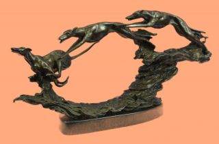 Vintage Bronze Metal Greyhound Whippet Dog Statue Sculpture Figurine Very Large