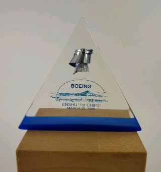Rare Vtg 1989 Boeing Aircraft Co.  Enshu Cnc Machine First Alum.  Chips In Lucite