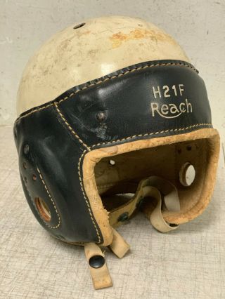 Antique Old 1930’s All Leather Geo.  Reach Vintage Football Helmet Circa
