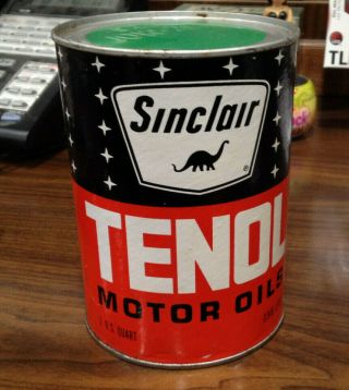 Vintage Oil And Gas Sinclair Tenol Motor Oils 1 Qt Full In Good Shape