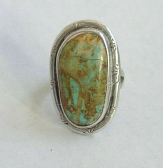 Vintage Navajo Sterling Silver 925 Blue Gem Turquoise Stone Ring sz 6 2