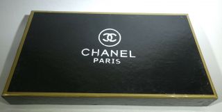 Vintage Chanel France Empty Gift Box W/free Felt Bag 9” X 6 - 1/2” X 1” B