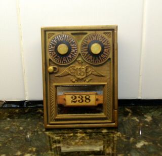 Vintage Industrial Salvage U.  S.  Post Office Brass Mailbox With Eagle 238