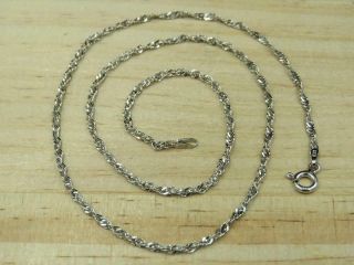 Vintage Italy Sterling Silver 2mm Twisted Curb Link Chain Necklace 18 "