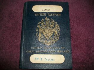 Vintage British Passport For United Kingdom Great Britain Ireland