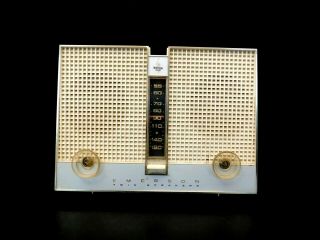 Vintage Early 1960s Twin Speaker Emerson Mid Century Antique Unique Facade Radio