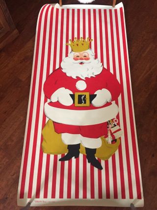 Vintage Christmas King Santa Store Window Poster Lithograph Phillipp Sales Inc