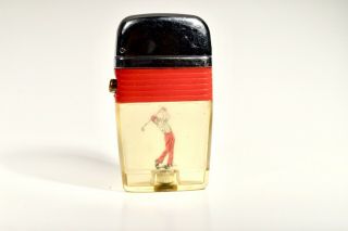 Vintage Red Band Golfer Scripto Vu Lighter Cigarette Lighter Hard To Find