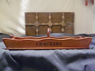 Vintage Wooden Cracker Boat Holder Rectangular Tray With Hideaway Finger Hold