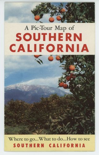 Vintage 1953 - Pic - Tour Map Of Southern California
