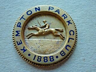 Antique Victorian Horse Racing Members Badge Kempton Park 1888