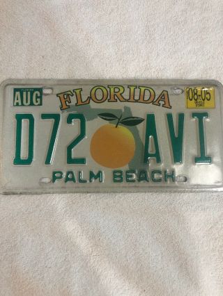 Vintage Palm Beach Florida License Plate D72 Avi Man Cave Bar Perfect