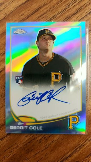 2013 Topps Chrome Gerrit Cole Blue Refractor Auto Rookie Rc /199