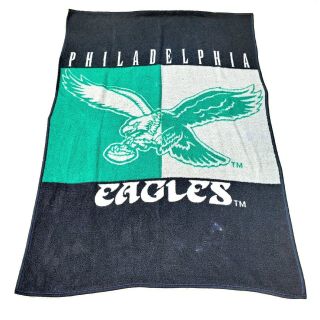 Vtg Biederjack Philadelphia Eagles Reversible Stadium Blanket Usa Kelly Green