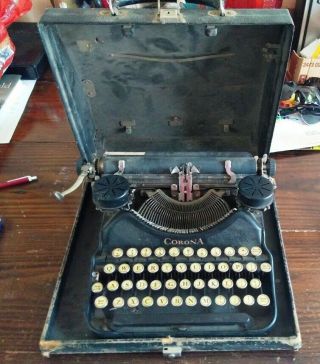 Vintage Antique Corona Four Typewriter With Case
