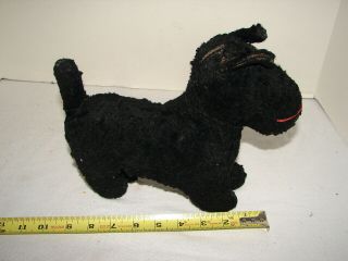 Vintage Stuffed Puppy Dog And Love Scottie Style Black 9 Inch Long