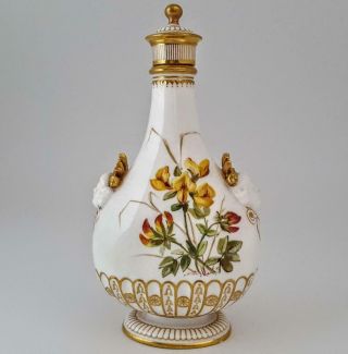 Antique 19th Century Minton Raised Gold & Floral Urn Vase C1880