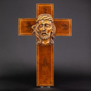 Crucifix Wall | Wooden Carved Cross | Jesus Christ Relief Religious Antique 19 "