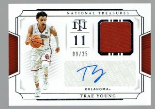 2019 - 20 National Treasures Collegiate Trae Young Autograph Auto Jersey 09/25