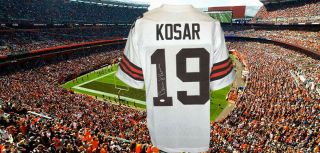 Bernie Kosar Autographed Pro Style White Browns Jersey Jsa Authenticated