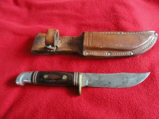 Vintage Western Usa 66 Fixed Blade Hunting Knife W/original Sheath