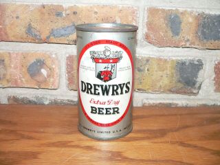 Vintage Drewrys Extra Dry Flat Top Beer Can Silver W/oval Label Vg/ex