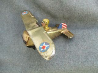 Vintage 1930s Marx Looping Rollover Tin Toy Wind - Up Airplane