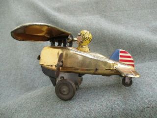 VINTAGE 1930s MARX LOOPING ROLLOVER TIN TOY WIND - UP AIRPLANE 2