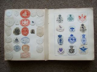 Antique 19c Album Paper Crests Monograms Coat Of Arms Seals Letterheads Over 600