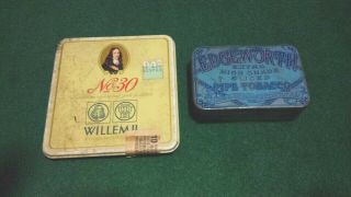 2 Vintage Tobacco Tins - Willem Ll Cigars And Edgeworth Pipe Tobacco Metal Tins
