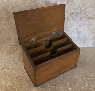 Antique Victorian Oak Stationary Box With Compartments C1890