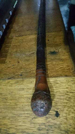 Antique Japanese Meiji Period Hand Carved Bamboo Walking Cane Stick C.  19th Cent