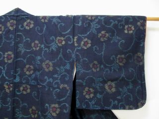 Japanese Cotton Antique Kasuri Kimono / Dark Indigo / Cotton Fabric /214
