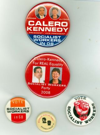 5 Vtg 1968 - 08 Socialist Workers Party President Campaign Pinback Buttons Calero
