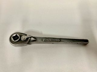 Vintage Duro - Chrome No.  4487 3/8 " Drive Socket Wrench Ratchet (a7)