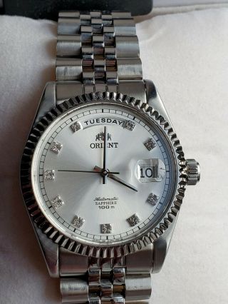 Orient " Oyster " President Sapphire Classic Automatic Watch Silver Dial Ev0j003w
