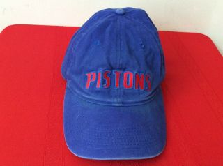 Vintage Detroit Pistons Corduroy Snapback Hat Cap Blue W Red Script (h4)