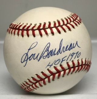 Lou Boudreau " Hof 1970 " Signed Baseball Autographed Jsa Boston Red Sox