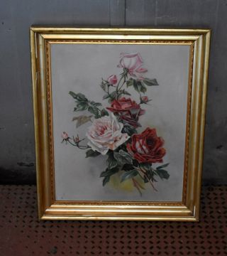 Vintage Oil On Canvas Painting - Still Life - Flowers - Framed - Signed