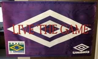 Vintage 90s Umbro Live The Game Brasil World Cup Advertising Banner Sign Soccer