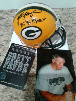 Brett Favre Signed Packers Mini Helmet Favre