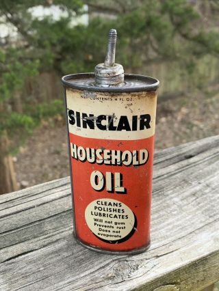 Vintage Sinclair Household Lead Top Utility Oiler 4 Oz Metal Oil Can Gas Sign