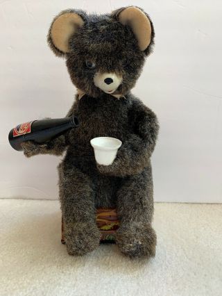 Vintage Picnic Bear Drinking Pepsi Cola Battery Operated Tin Toy Soda Pop Ad