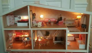 Vintage Mid Century Lundby Of Sweden Electric Doll House In Orig Box W/