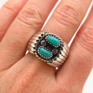 Old Pawn Vintage 925 Sterling Silver Turquoise Gemstone Handcrafted Tribal Ring