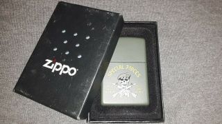 Zippo Lighter,  Green,  Army Special Forces Edition,  Slightly