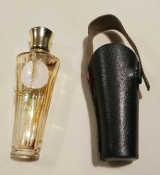 Vintage Shalimar Guerlain Made In France Perfume Bottle With Leather Case 3 1/2 "