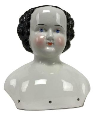 Huge Antique Civil War Era French Victorian Porcelain Shoulder Head Bust Doll